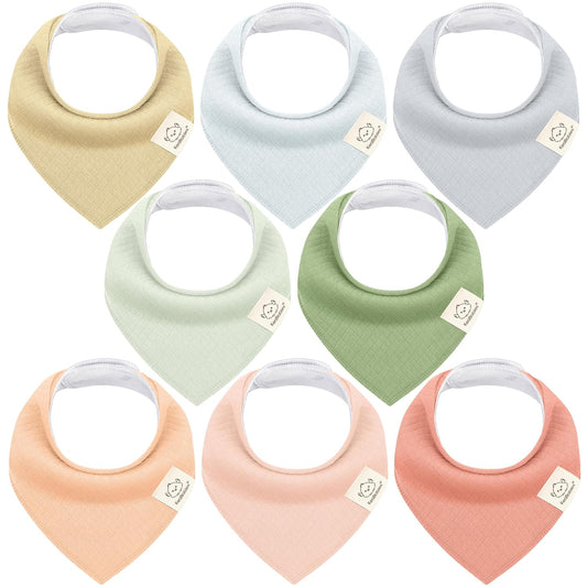 KeaBabies 8-Pack Bandana Bibs for Baby Girls, Boys - Organic Cotton Baby Bibs for Drooling & Teething Newborn, Toddler, Infant 0-36 Months, Extra Soft, Absorbent Cloth with Snaps (Dew)