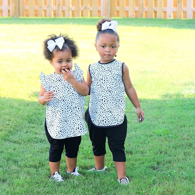 BapronBaby Flutter Organic Dot Bapron - No Neck Tie Safer Bib for Baby & Toddler - Soft Waterproof Stain Resistant - Machine Washable - Sz Baby/Toddler 6m-3T