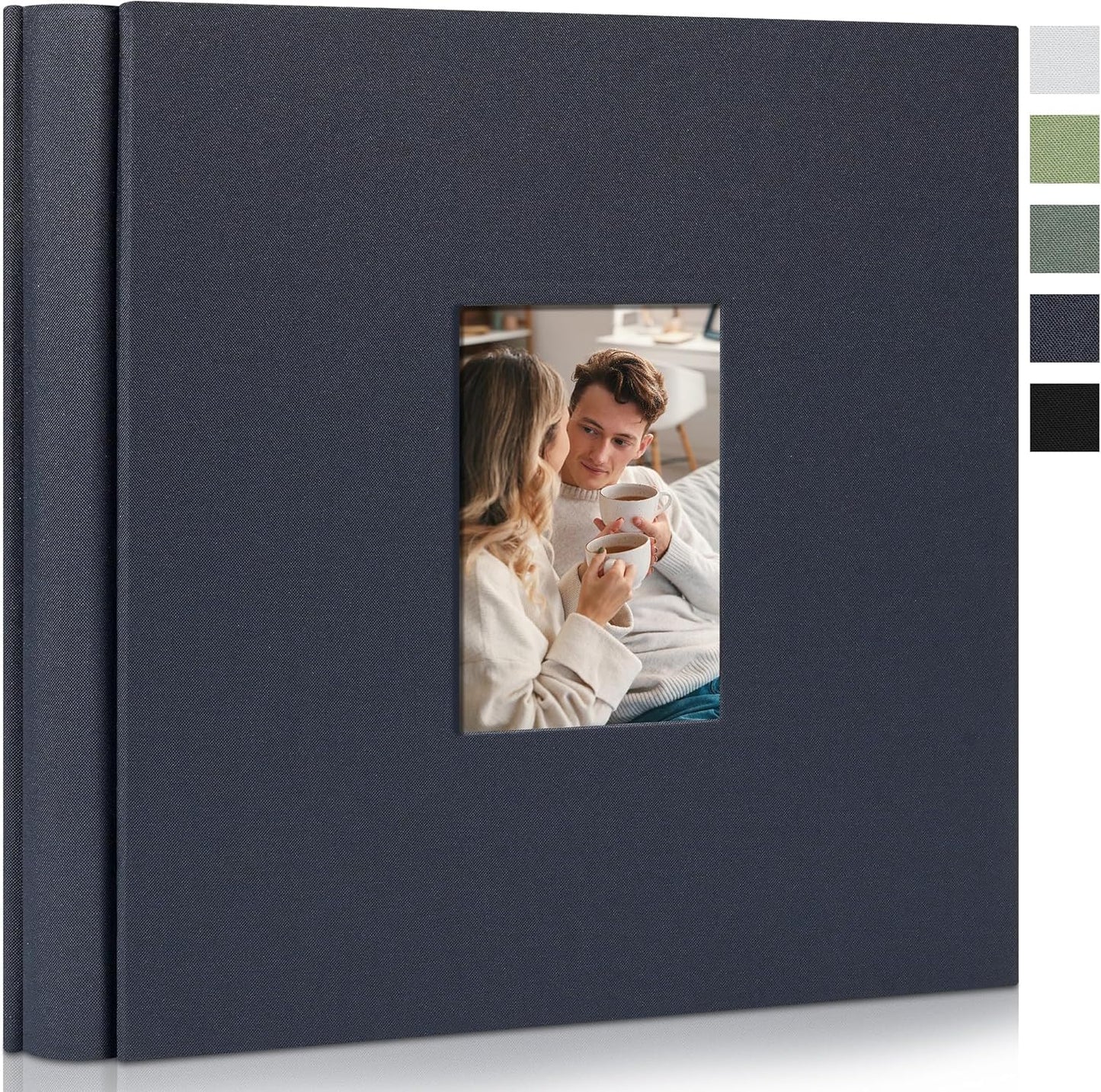Photo Album 4x6 Pictrues 600 Pockets Linen Cover with Front Window Large Picture Book for Family Travel Wedding and Memory Keepsake Organizer Gray Blue