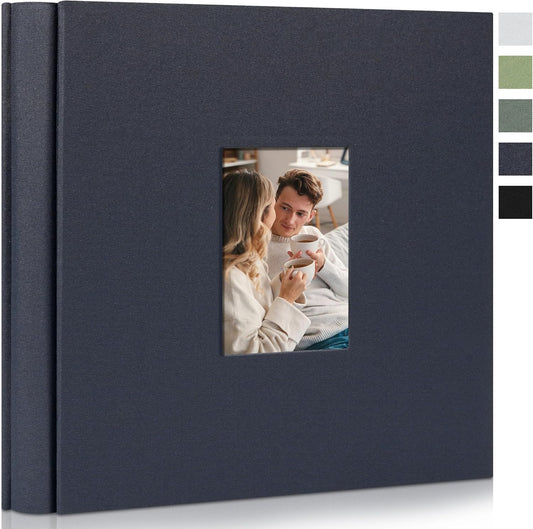 Photo Album 4x6 Pictrues 600 Pockets Linen Cover with Front Window Large Picture Book for Family Travel Wedding and Memory Keepsake Organizer Gray Blue