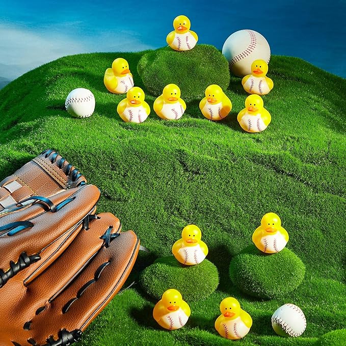 Deekin 24 Pcs Rubber Duck 2 Inch Bulk Sport Party Favors for Birthday Party Decorations Club Player Gift (Baseball)