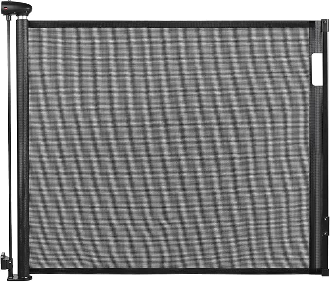 Retractable Baby Gate, 34" Tall, Extends up to 55" Wide, Durable Auto-Lock Baby Gates for Stairs, Mesh Dog Gate and Child Safety Gates for Doorways, Hallways, Indoor, Outdoor(Black)