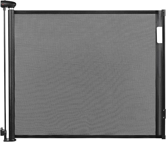 Retractable Baby Gate, 34" Tall, Extends up to 55" Wide, Durable Auto-Lock Baby Gates for Stairs, Mesh Dog Gate and Child Safety Gates for Doorways, Hallways, Indoor, Outdoor(Black)