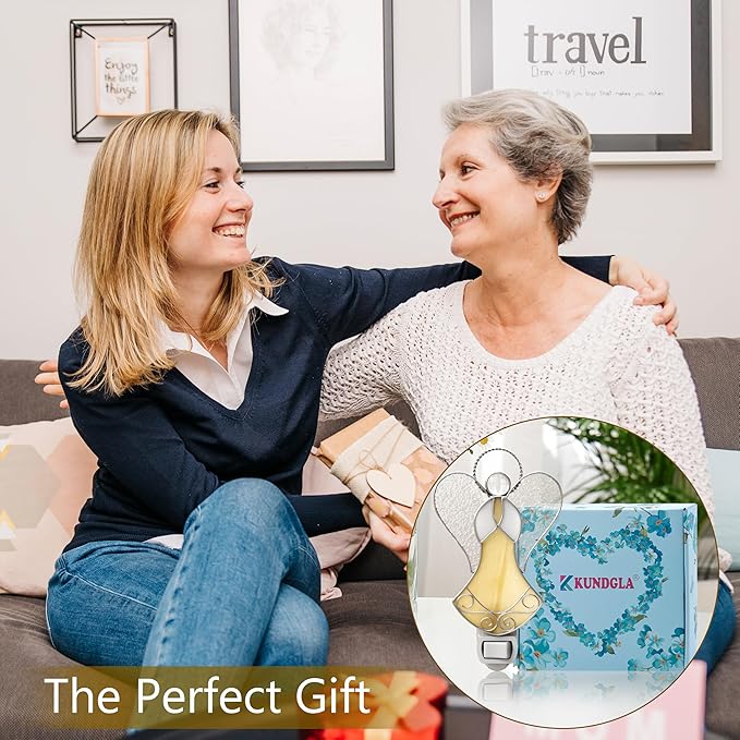 Night Lights Plug into Wall,Stained Glass Yellow Angel Plug in Night Light for Wall Socket Decorative Nightlight for Bedroom Hallway Kitchen Home for Mom Mother`s Day Birthday Christmas Gifts