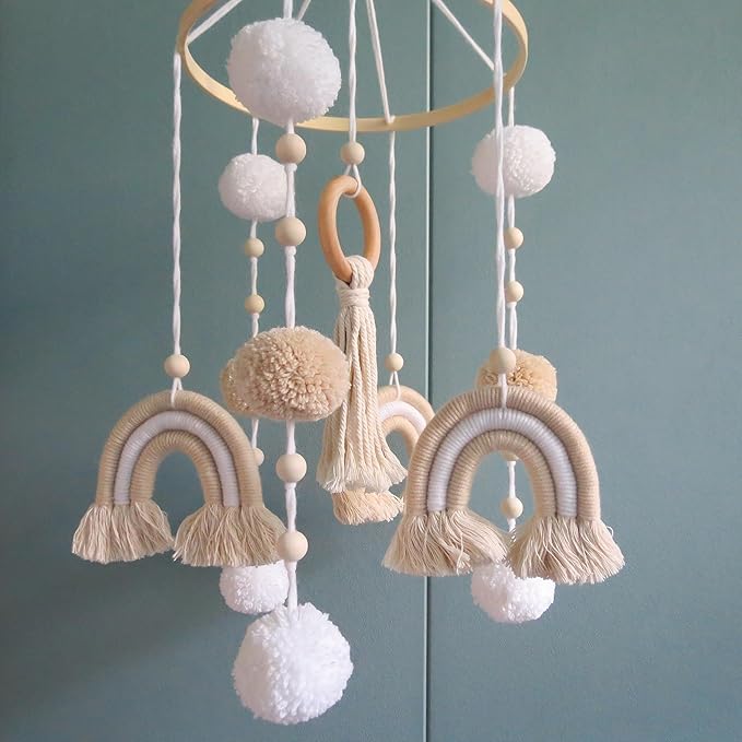 Neutral Boho Rainbow Baby Mobile for Crib Mobile Nursery DéCor