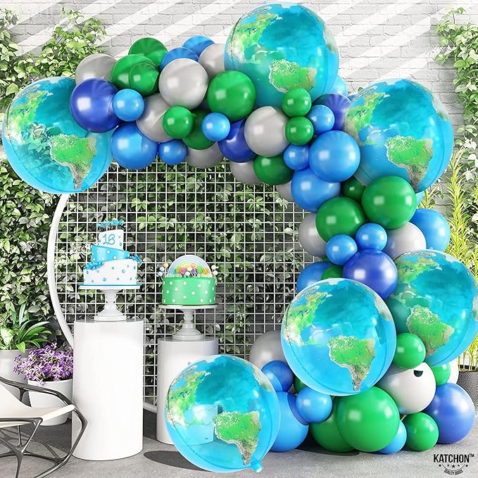 KatchOn, Globe Balloons for Earth Day Decorations - Huge 22 Inch, Pack of 6 | 4D World Map Balloon | Earth Balloons for Around The World Decorations | Back To School, Bon Voyage Party Decoration