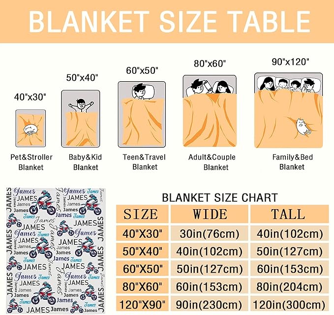 Personalized Motocross Custom Baby Blanket with Name - Swaddle Blanket for Toddlers, Infants, Kids, Shower, Newborns - Nursery Stroller Crib Decor Throw - Birthday Gift