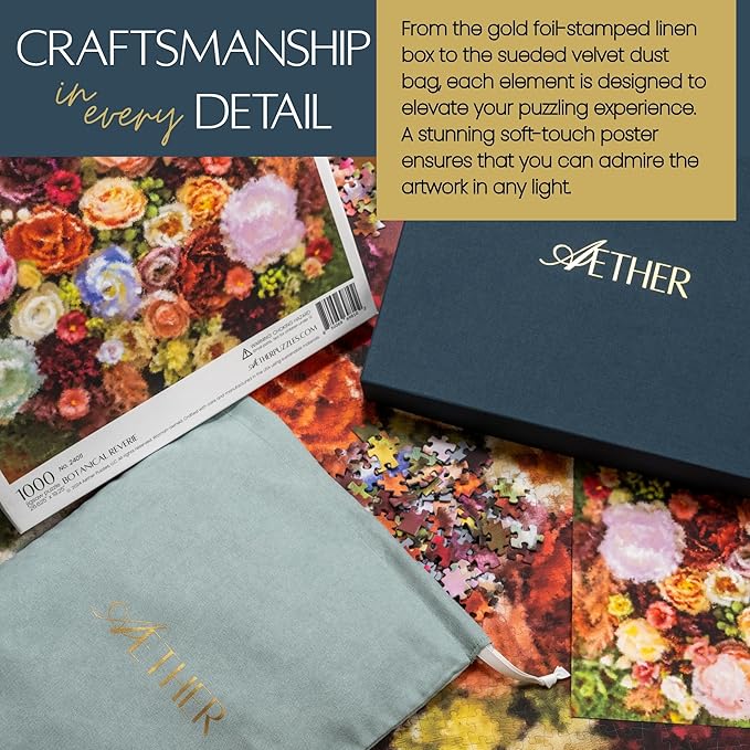 Botanical Reverie Puzzle, Premium 1000 Piece Jigsaw Puzzle for Adults, Glare-Free, Soft-Touch Puzzles, Made in USA, 26.6" x 19.25"