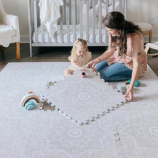 Baby Play Mat for Floor - Layla (4x6ft) - Premium EVA Foam Play Mat for Babies & Toddlers (Ages 0-5+) - Non-Toxic Playmat for Tummy Time, Crawling & Playroom - Stylish & Comfortable