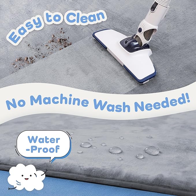 1.3" Thick Baby Floor Play Mat 79x118, Basic Padded Foam Mat for Tummy Time Crawling, Non Slip Cushioned for Babies Toddlers Infants Kids (Light Grey)