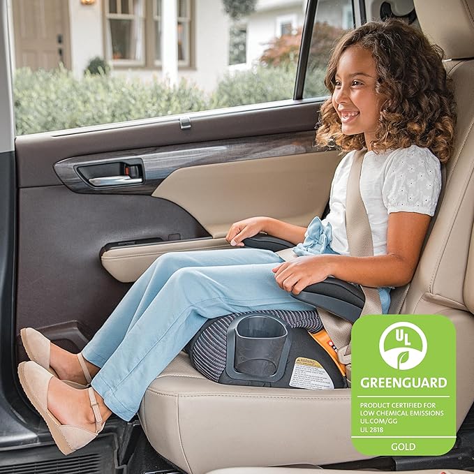 Chicco GoFit ClearTex Plus Backless Booster Car Seat, Latch Attachment, Quick-Release Latch Removal, Portable Car Booster Seat for Children at Least 4 Years Old and 40-110 lbs | Confetti/Black