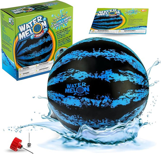 Watermelon Ball – The Ultimate Swimming Pool Game for Under Water Passing, Dribbling, Diving and Pool Games for Teens, Kids, or Adults, Balls Fills with Water, Blue, 9 inches