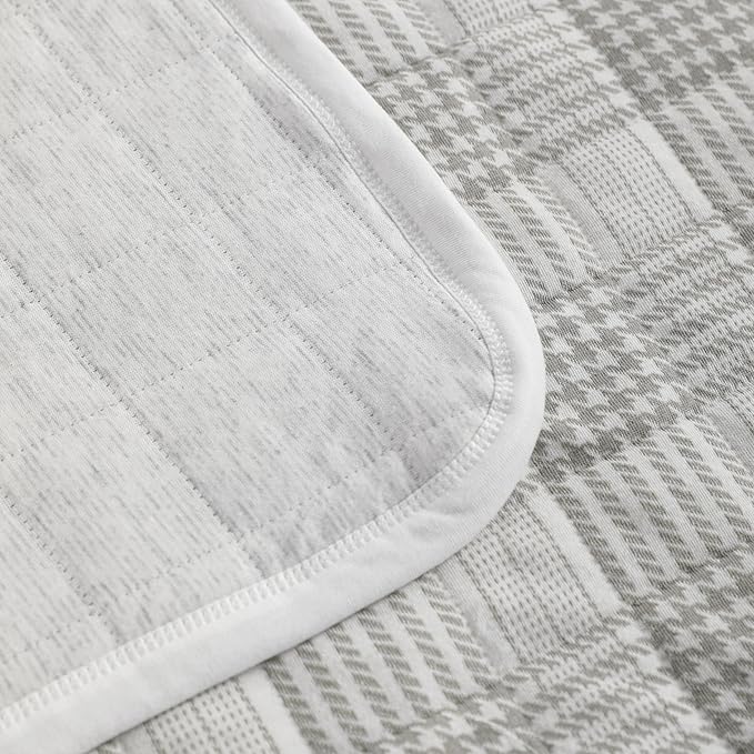 NTBAY Jersey Cotton Quilted Toddler Blanket, Breathable and Warm for Boys and Girls Baby Blanket, 30x40 Inches, Grey Grid