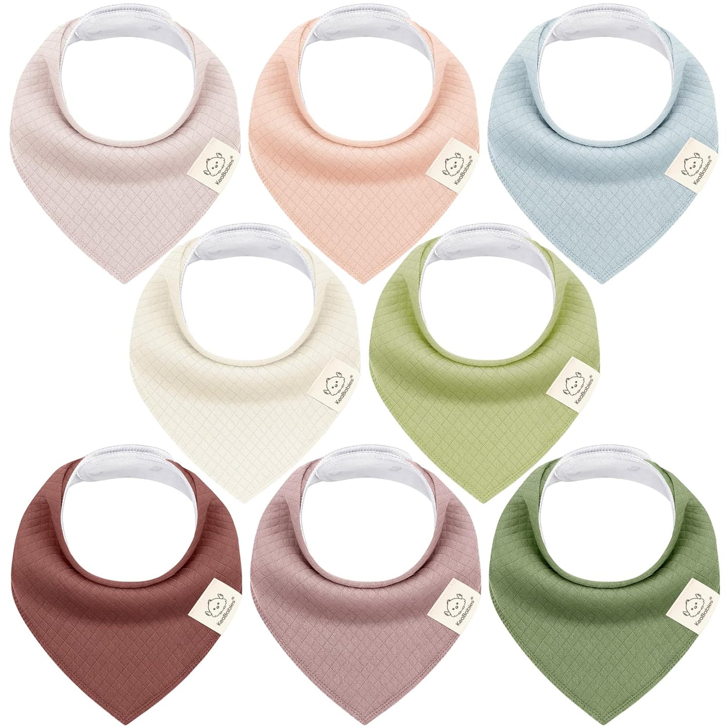 KeaBabies 8-Pack Bandana Bibs for Baby Girls, Boys - Organic Cotton Baby Bibs for Drooling & Teething Newborn, Toddler, Infant 0-36 Months, Extra Soft, Absorbent Cloth with Snaps (Moor)