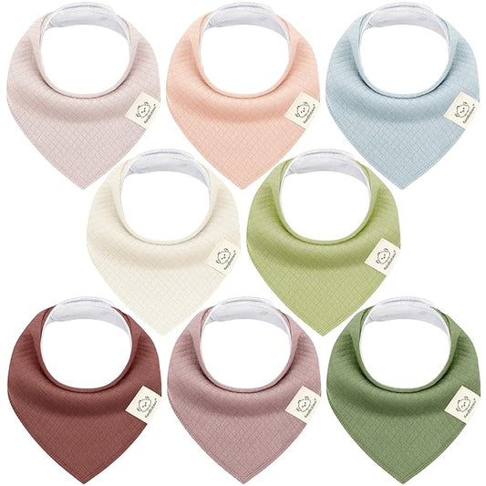 KeaBabies 8-Pack Bandana Bibs for Baby Girls, Boys - Organic Cotton Baby Bibs for Drooling & Teething Newborn, Toddler, Infant 0-36 months, Extra Soft, Absorbent Cloth with Snaps (Moor/Quin)