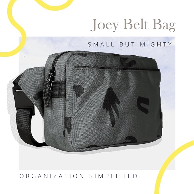 Red Rovr Everyday Joey Belt Bag | Organization & Zipper pockets |Adjustable Strap for All Ages (Charcoal Doodle)