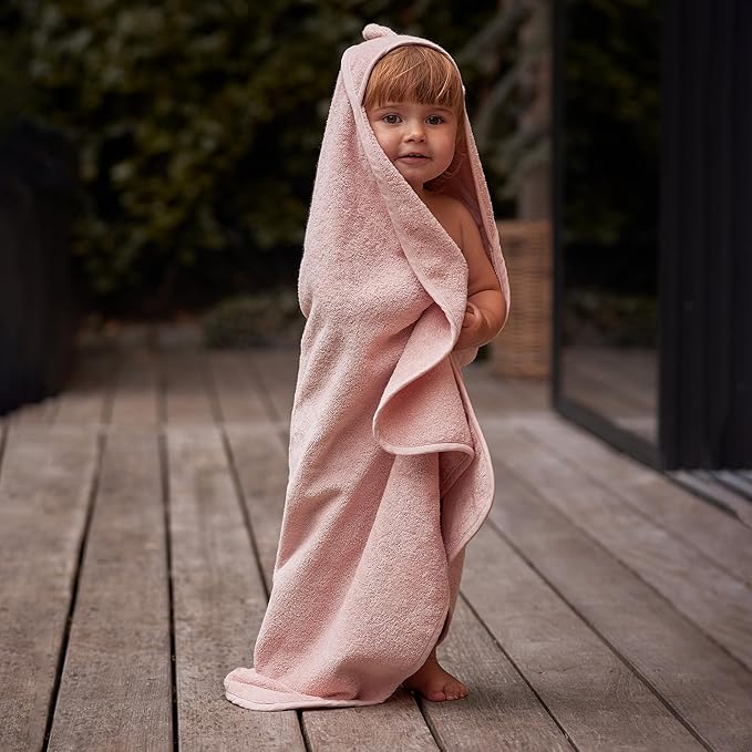 Baby Hooded Towel – Organic Cotton Baby Bath Towels – Baby Towels, Baby Bath Towels for Baby Girl, 32" x 32" Super-Soft and Absorbent Baby Towels for Newborn (Rabbit - Blush)
