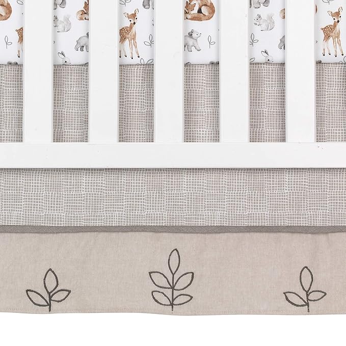 Lambs & Ivy Painted Forest 4-Piece Crib Bedding Set - Gray, Beige, White