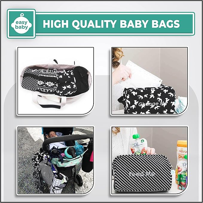 Easy Baby - Diaper, Bottle, and Supplies - Organizer Pouches and Changing Pad - Change, Feed, Dress, and Clean Me (8 Pack Brooklyn) | Organizing Packing Tote Cubes for Baby Items