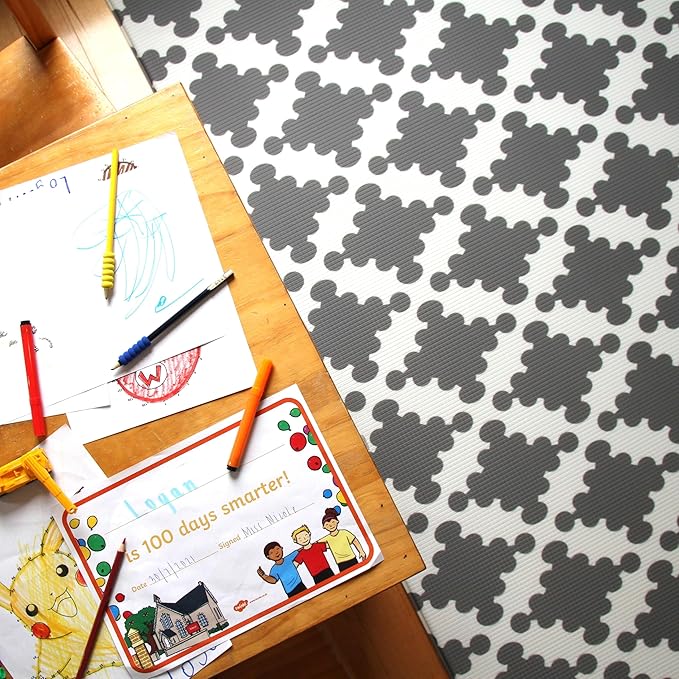 Cushmat Stylish Reversible Foam Play Mat (Large, Luxe Play - Charcoal Star) - Soft, Waterproof, Durable Play mat for Infants, Babies, Toddler, Kids & Grownup - 6.5ft x 4.5ft