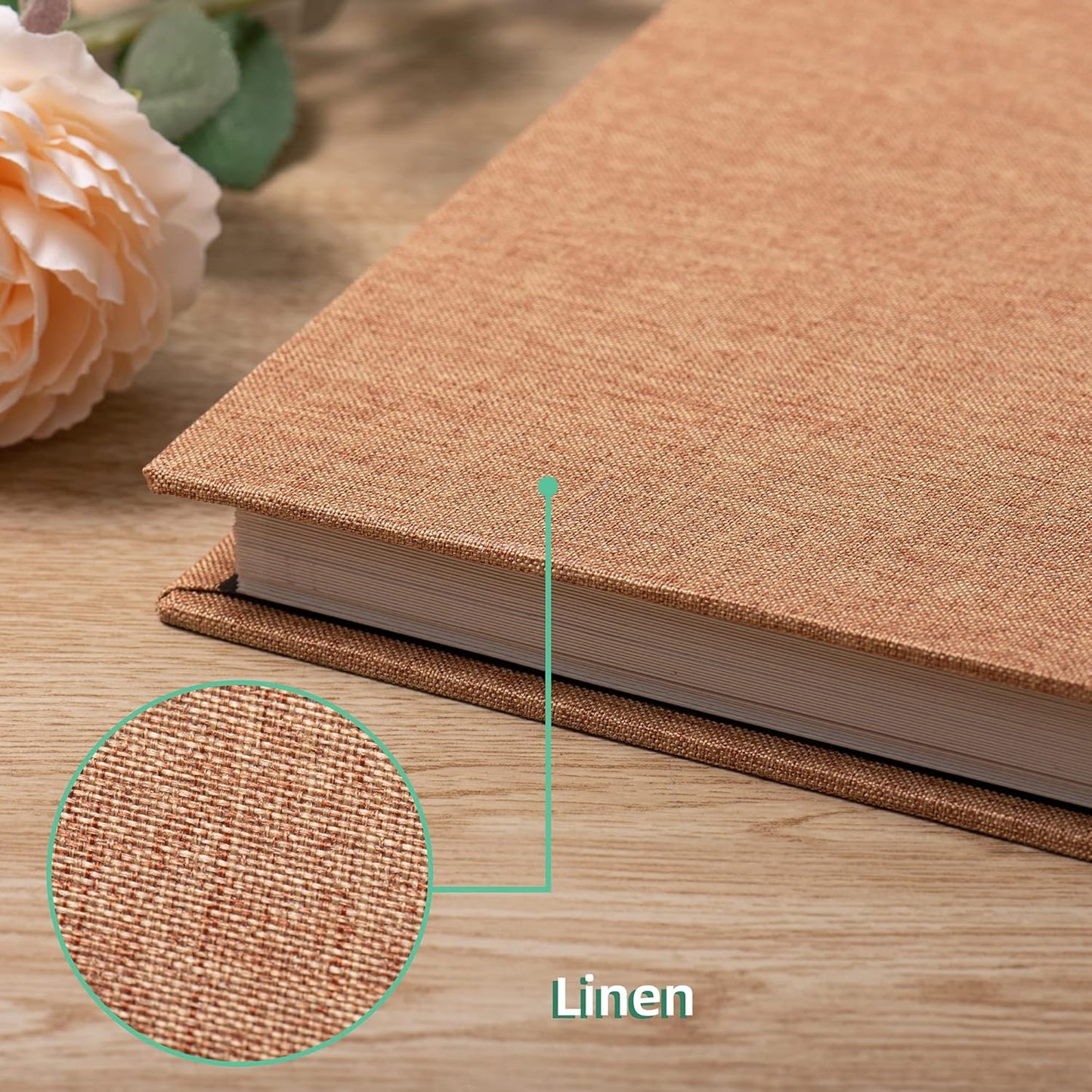 Large Photo Album Self Adhesive Scrapbook Album for 4×6 5×7 8×10 Pictures DIY Magnetic Linen Cover Album 40 Pages for Family Wedding Gifts with Metal Pen and Plastic Board