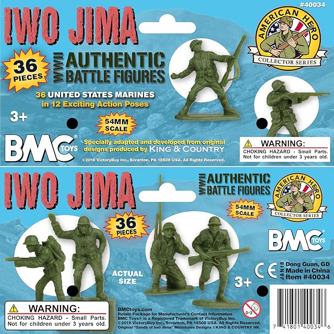 BMC WW2 Iwo Jima US Marines Plastic Army Men - 36 American Soldier Figures