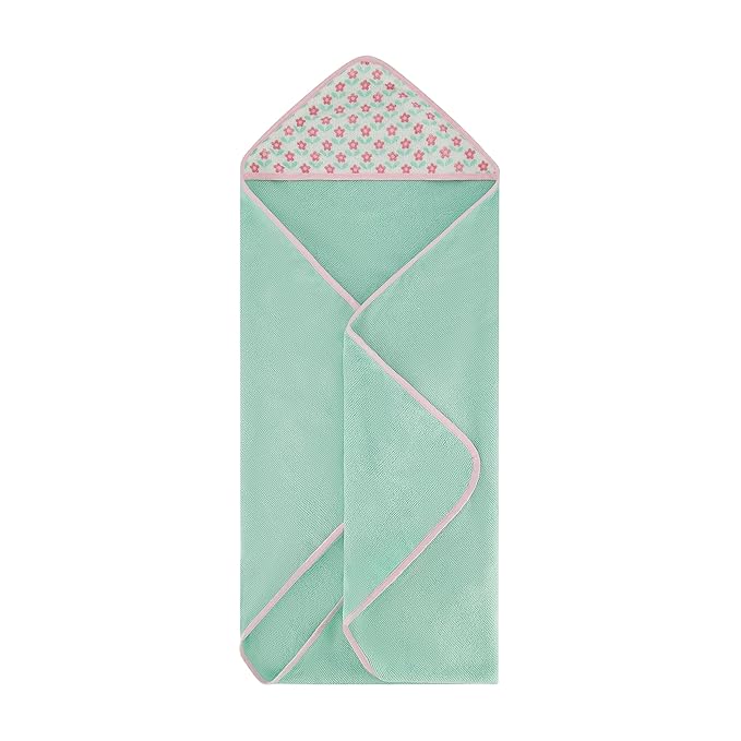 Cudlie Buttons & Stitches Baby Girl 3 Pack Rolled/Carded Hooded Towels in Bless This Baby Print, GS71730