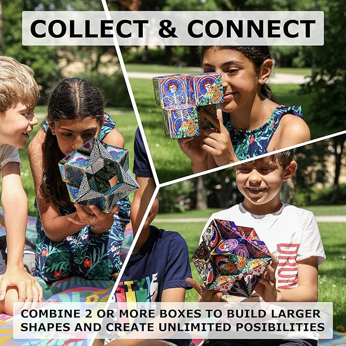 SHASHIBO Gift Box of 4- The Shape Shifting Box (36 Rare Earth Magnets) STEM/STEAM Fidget Geometric 3D Magnetic Transforming Magnetic Box Magic Cube
