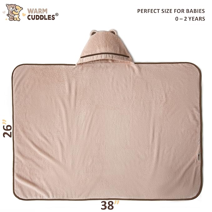 Premium Baby Bath Towel - Rayon Made from Bamboo Hooded Baby Towels - Newborn Baby Towel with Hood - Large Hooded Towel for Newborn Infant Boy Girl (Beige)