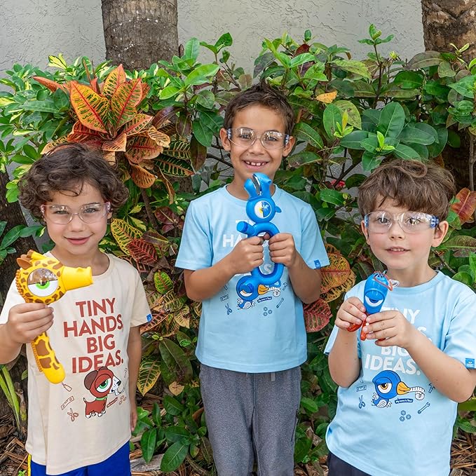 Handy Famm Real Metal Yellow Giraffe Hammer for Kids, Patented Safety Mouth Sleeve and Nail Remover, STEM DIY Tool for Children Ages 5 and Up