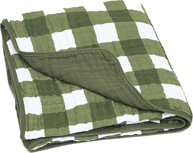 Parker Baby Muslin Blanket | 100% Soft Cotton Toddler Quilt & Baby Muslin Swaddle | Gender Neutral Design 47" x 47" Blanket
