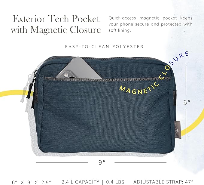 Red Rovr Everyday Joey Belt Bag | Organization & Zipper pockets |Adjustable Strap for All Ages (Navy)