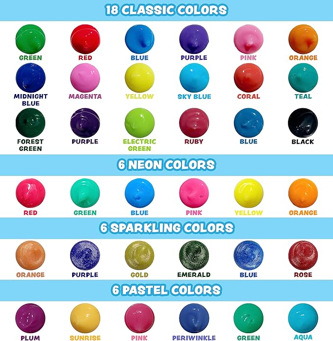 Tub Works® Bath Paint Soap, 36 Pack | Non-Toxic, Washable Bath Paint for Toddlers & Kids Bath | Toddler Bath Toys for Finger Painting in the Tub | Classic, Pastel, Neon & Sparkling Bath Colors