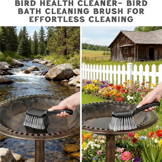 10-Piece Heavy-Duty Scrub Brushes Set with Bird Bath Scrubber and Crevice Tools for Outdoor, Kitchen, Bathroom, Tire & Wheel(Grey)