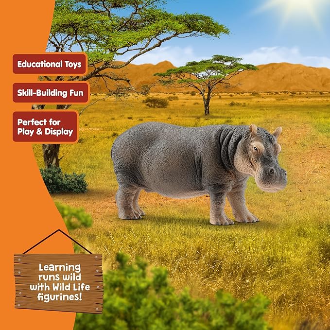 Schleich Wild Life Realistic Detailed Hippopotamus Figurine - Wild Hippo Figurine Toy for Play and Education, Highly Durable and Detailed, for Boys and Girls, Gift for Kids Ages 3+
