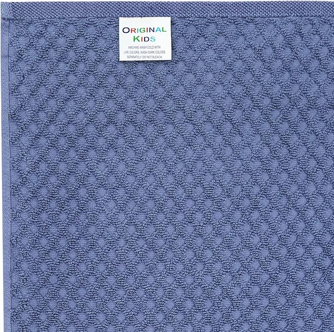 ORIGINAL KIDS Hooded Baby Towel - 100% Cotton Luxurious Jacquard Velour Baby Bath Towel with Hood - Boys Girls Infant Toddler - 550 GSM Soft Absorbent Newborn Bath Essentials - Large 30x30 - Blue