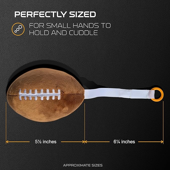 Pittsburgh Steelers Plush Football Pacifier Holder by Smilo - Officially Licensed NFL Soother Holder - Soft Plush Toy and Dummy Holder - Fits Any Pacifier - Stroller Accessory & Newborn Essential