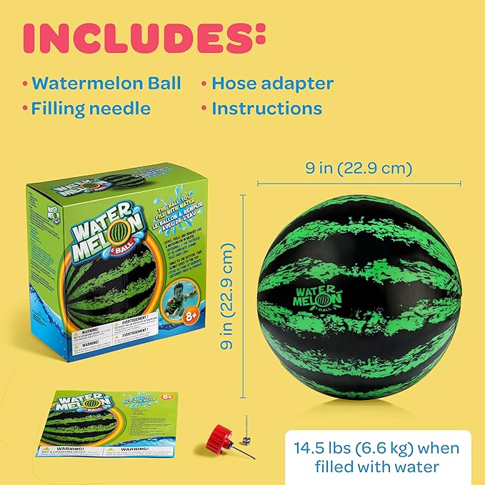 Watermelon Ball – Cool Underwater Pool Toy for Teen Boys, Girls, Men & Women. Great Gifts for Swimming, Diving & Backyard Games. Best for Birthday Presents, Spring Vacation & Summer Family Fun.