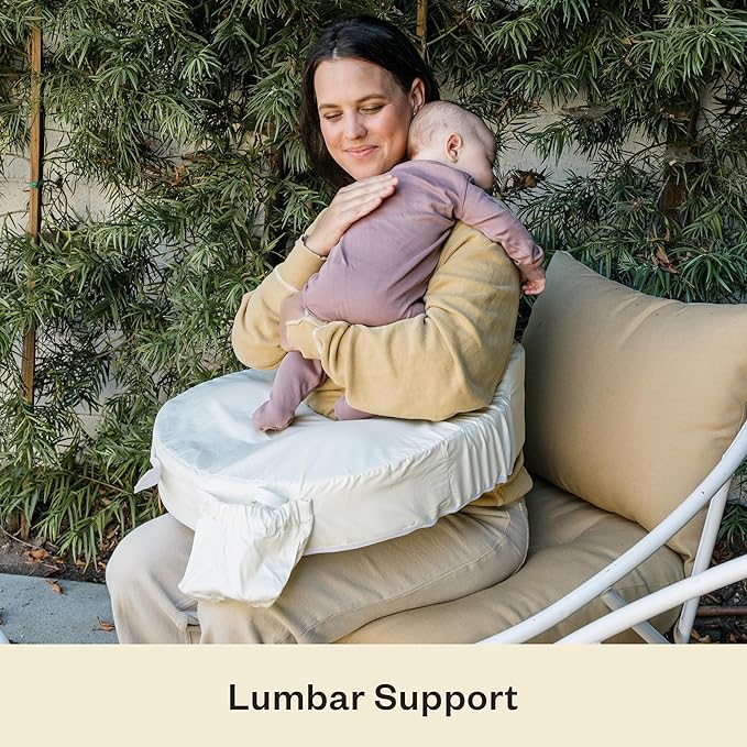 My Brest Friend Deluxe Organic Nursing Pillow 100% Organic Cotton Slipcover Ergonomic Breastfeeding Pillows Supports Both Mom and Baby Breastfeeding Essentials Handy Side Pocket Cream