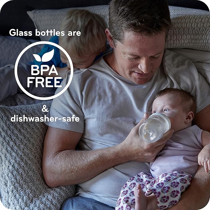 NUK Simply Natural Glass Baby Bottles, 4 oz, 3 Pack