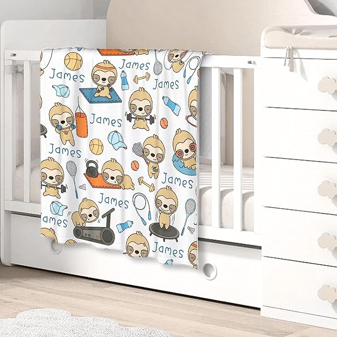 Personalized Baby Blanket for Girls Boys Sportsman Custom with Name - Swaddle for Toddlers Infants Kids Shower Newborns - Nursery Stroller Crib Decor Throw Birthday Gift