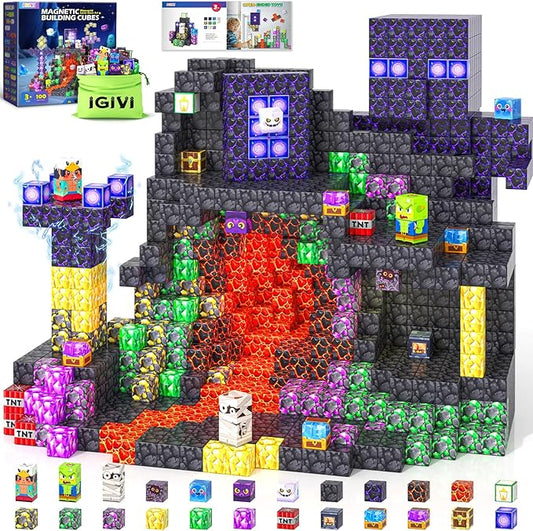 Magnetic Blocks - Build Mine Magnet World, STEM Magnetic Building Blocks for Kids Ages 4-6 6-8 8-12, Building Toys Games for Boys Girls Ages 3+, Birthday Toys Gifts for Kids Toddlers