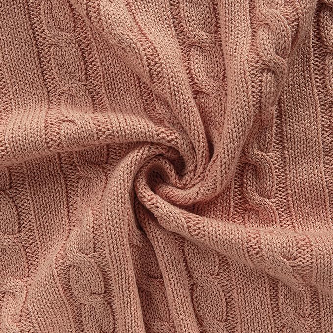 NTBAY 100% Pure Cotton Cable Knit Toddler Blanket, Super Soft Warm Breathable 30x40 Baby Blanket for Crib, Stroller, Nursery, Travel, Newborn, 30x40 Inches, Coral Orange