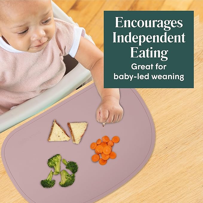 Simka Rose Silicone Baby Placemats That Stick to Table - Non Slip with Raised Edges - For Toddlers and Kids - Dishwasher Safe (Lilac)