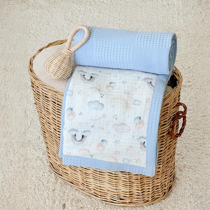 Personalized Baby Blanket with Name – Handmade 100% Organic Cotton Newborn Gift | Custom Knit Blanket for Boys, Girls, Kids & Baby Showers