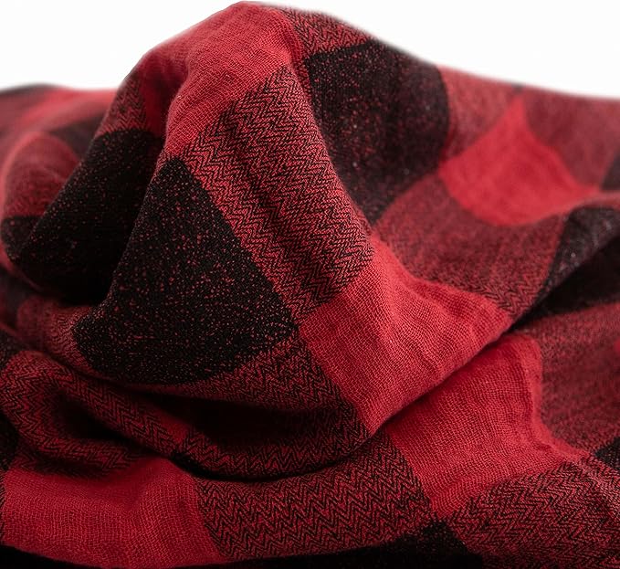 Little Unicorn Premium Cotton Swaddle Baby Blanket | Breathable Fabric | for swaddling, Play, Nursing & More (Red Plaid)