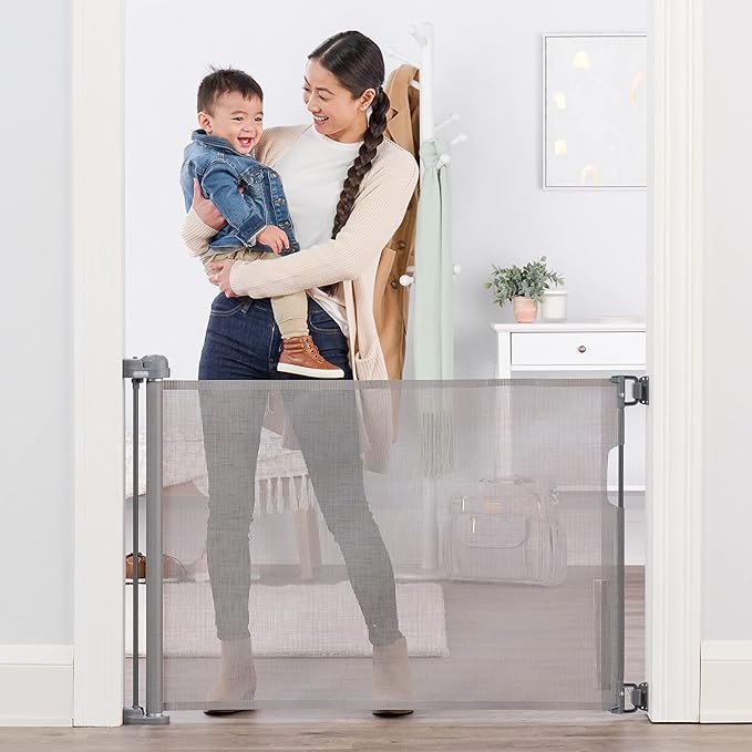 Regalo Extra Wide Retractable Baby Gate, Award Winning Brand, Expands up to 50" Wide, Easy Install, Includes Installation Template, Locking Indicator