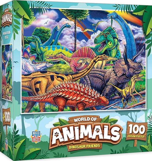 Masterpieces World of Animals 100 Piece Jigsaw Puzzle for Kids - Dinosaur Friends - 11.5"x15"