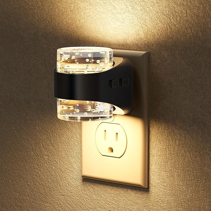 Briignite LED Night Light Plug into Wall, Dimmable Night Light with Bubble Design 3000K Warm & 5 Brightness Levels, Dusk to Dawn Sensor Nightlights for Kids Room, Nursery, Hallway, Bathroom, Bedroom