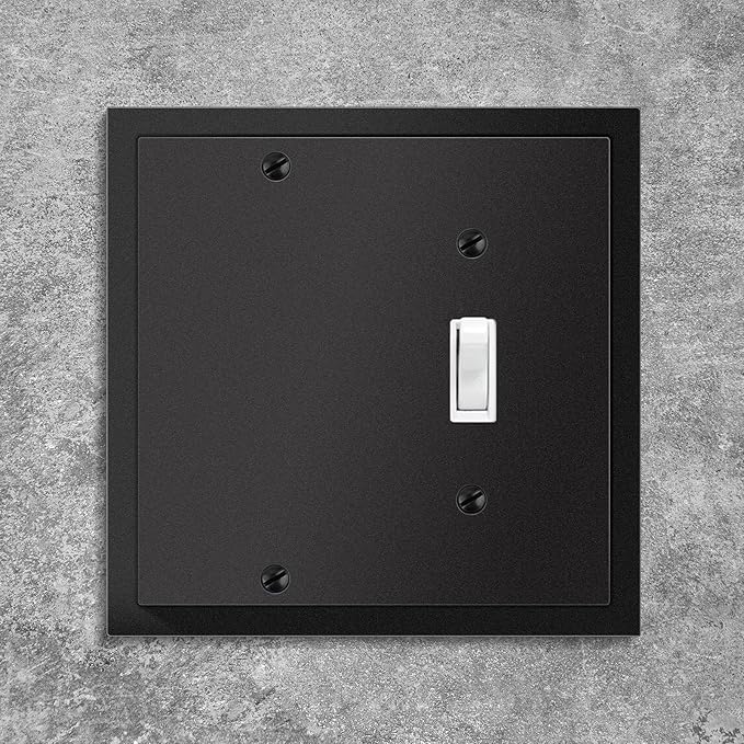 Modern Edge Decorative Wall Plate Switch Plate Outlet Cover, Durable Solid Zinc Alloy (Blank/Toggle, Matte Black)